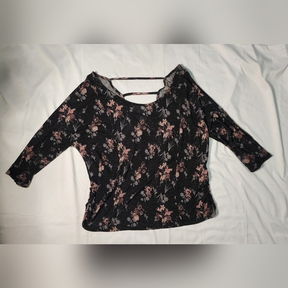 Faded Glory Womens Stretchy Floral Open Back Blouse - Picture 9 of 9